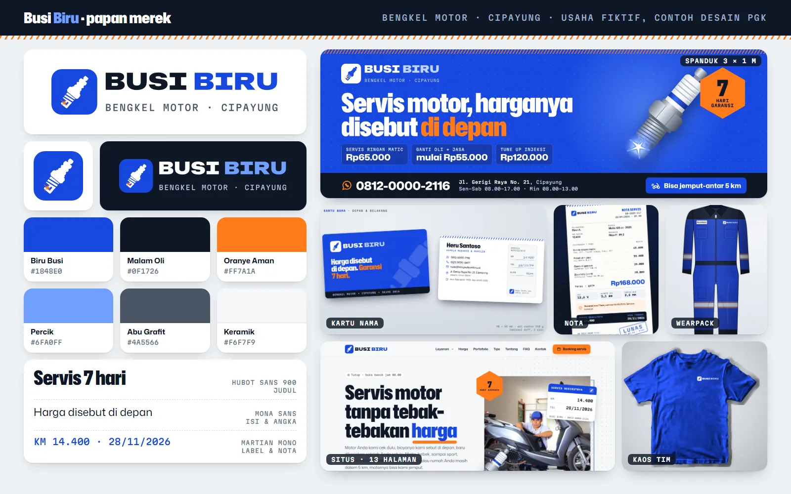 Bengkel Busi Biru: Papan merek