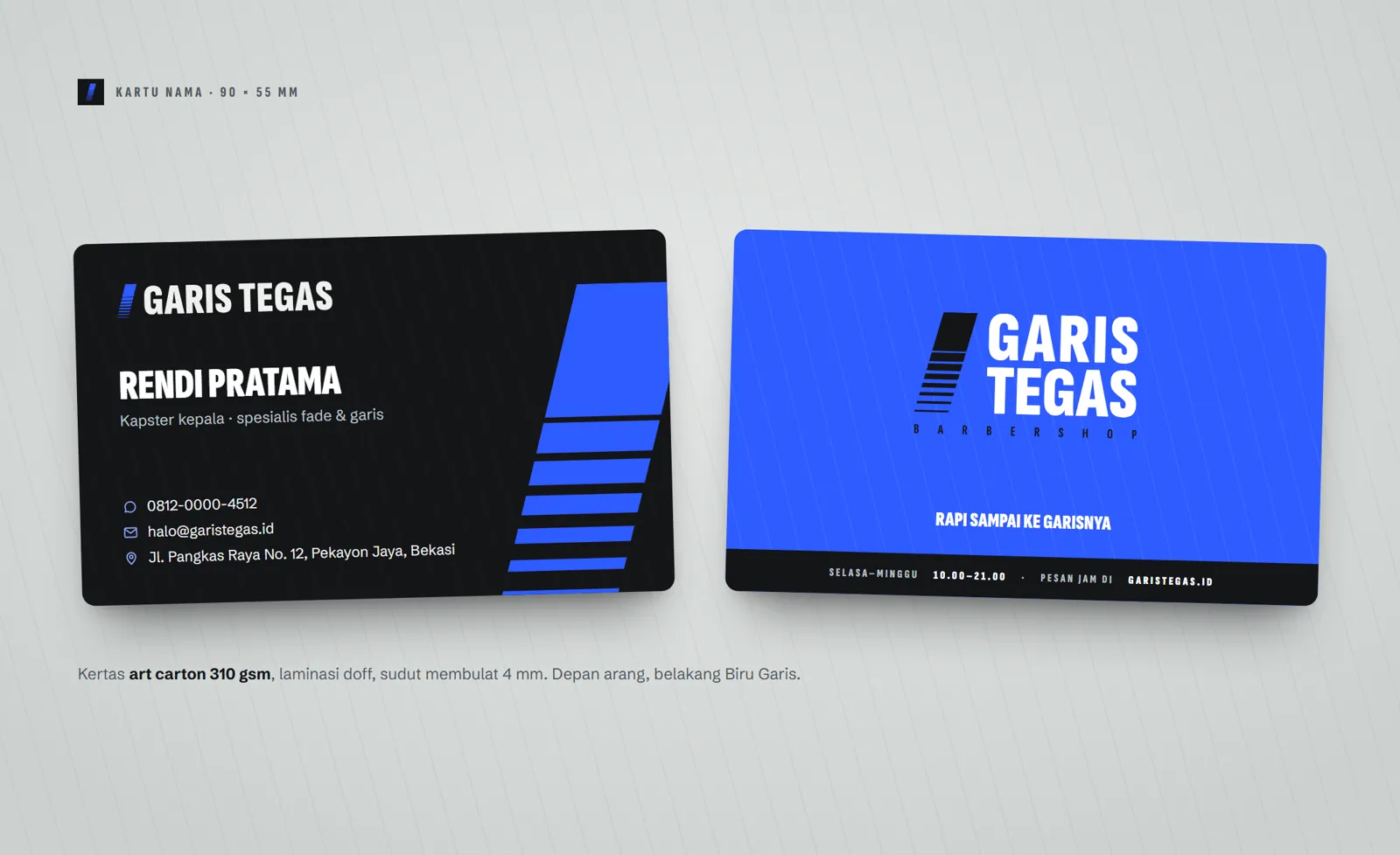 Garis Tegas Barbershop: Kartu nama
