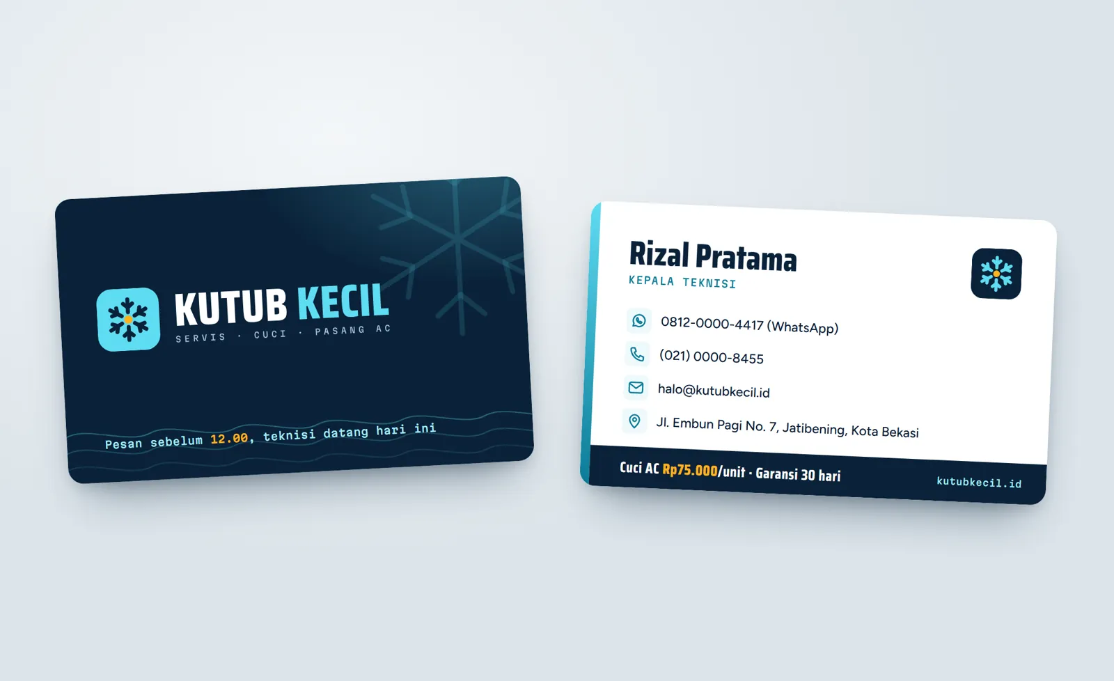 Servis AC Kutub Kecil: Business cards