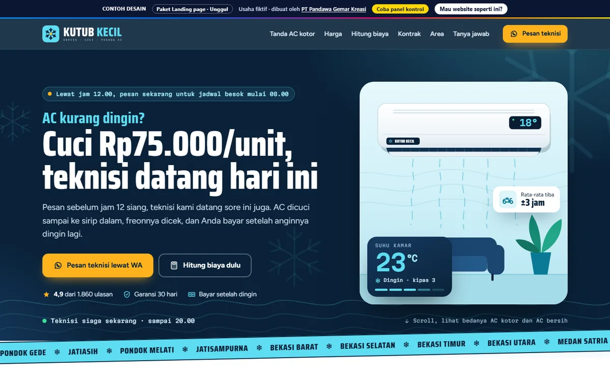 Servis AC Kutub Kecil website preview