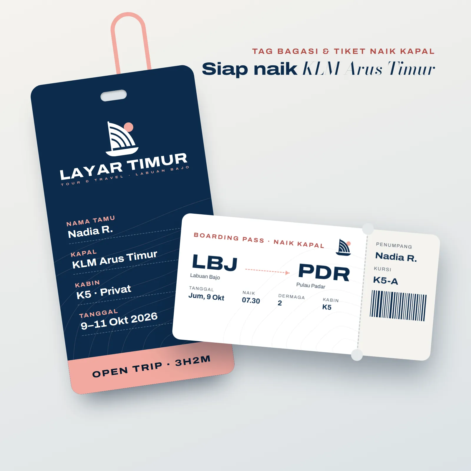 Layar Timur Tour & Travel: Luggage tags and boat tickets
