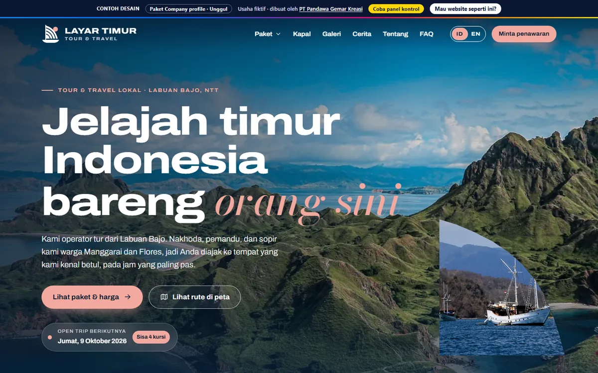 Layar Timur Tour & Travel website preview