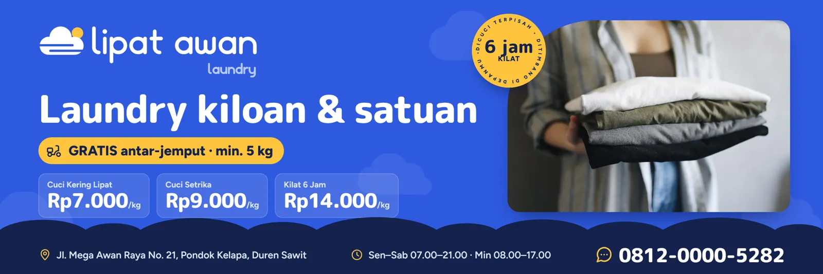 Lipat Awan Laundry: Spanduk 3 × 1 m