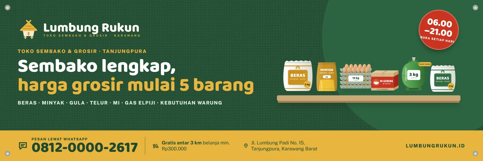Toko Sembako Lumbung Rukun: Banner 3 × 1 m