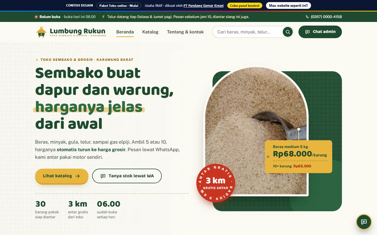 Toko Sembako Lumbung Rukun website preview