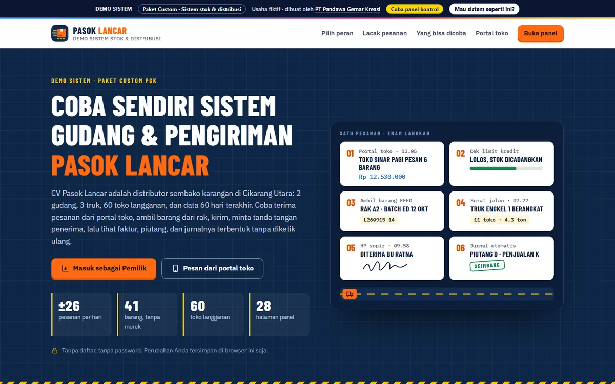 CV Pasok Lancar system preview