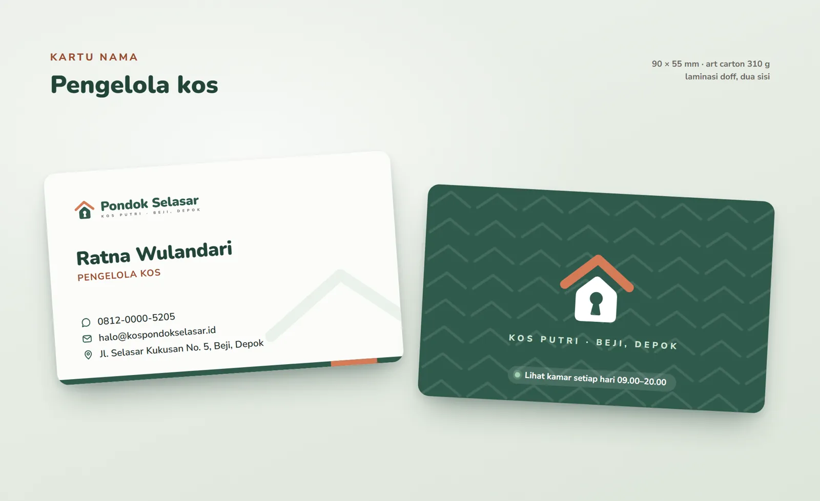 Kos Pondok Selasar: Kartu nama