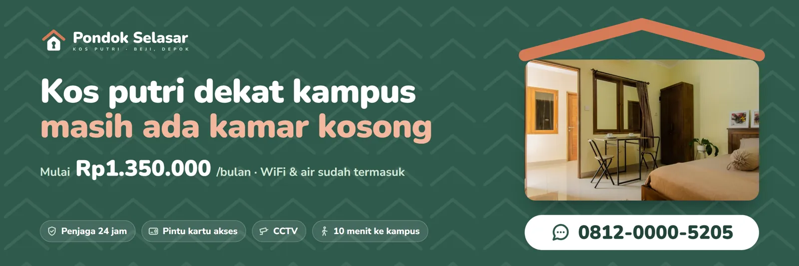 Kos Pondok Selasar: Spanduk 3 × 1 m