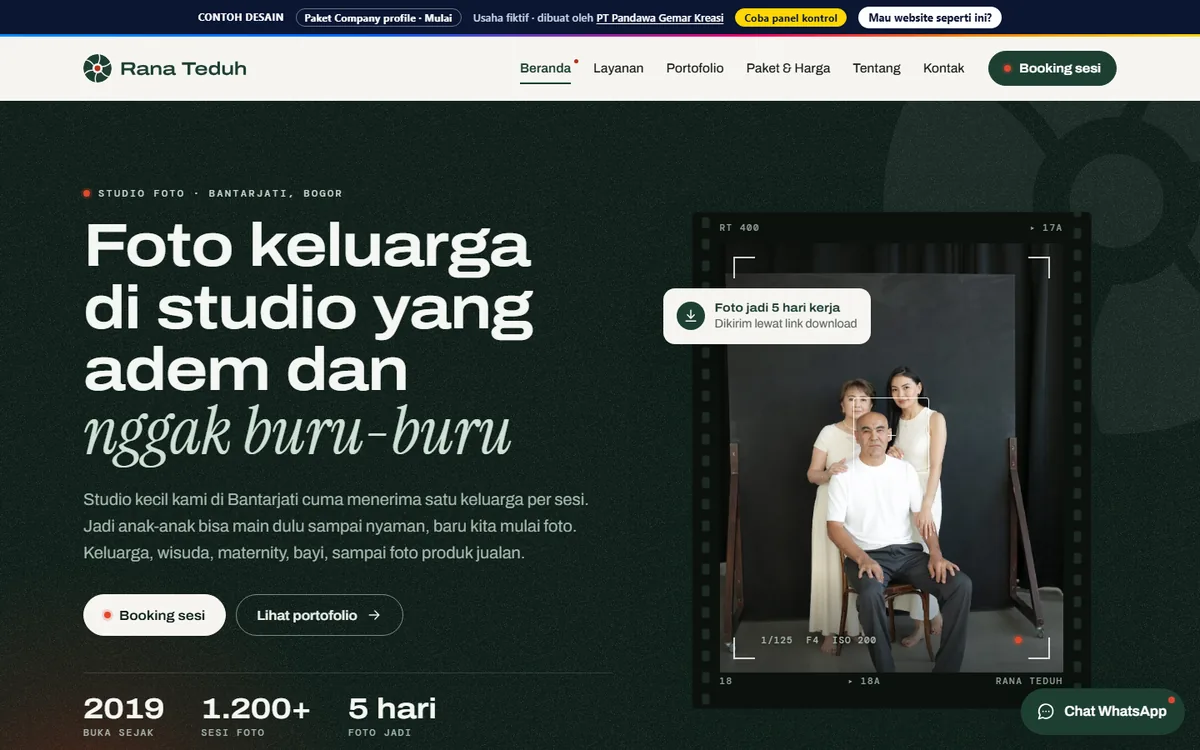 Studio Foto Rana Teduh website preview