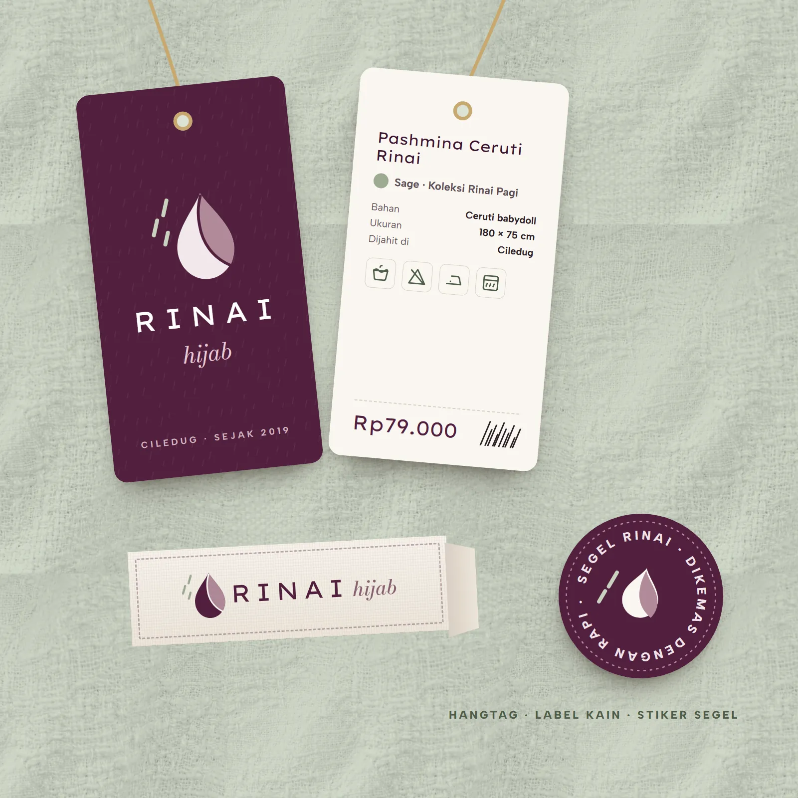 Rinai Hijab: Hangtags and labels