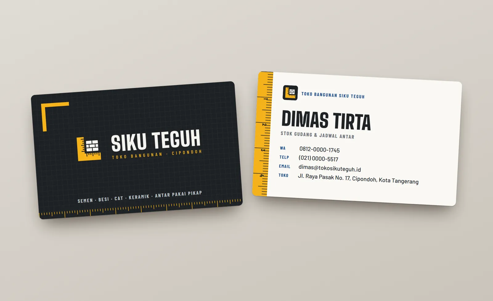 Toko Bangunan Siku Teguh: Kartu nama