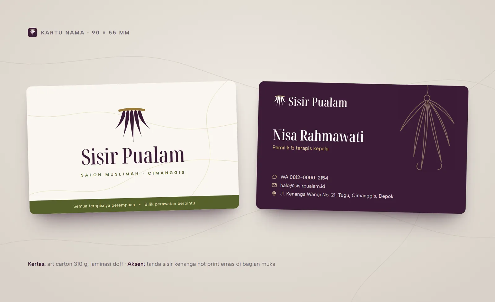 Salon Muslimah Sisir Pualam: Business cards