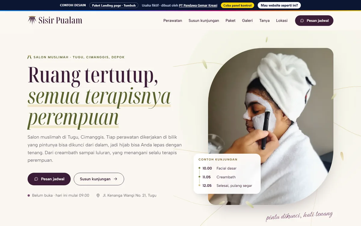 Salon Muslimah Sisir Pualam website preview