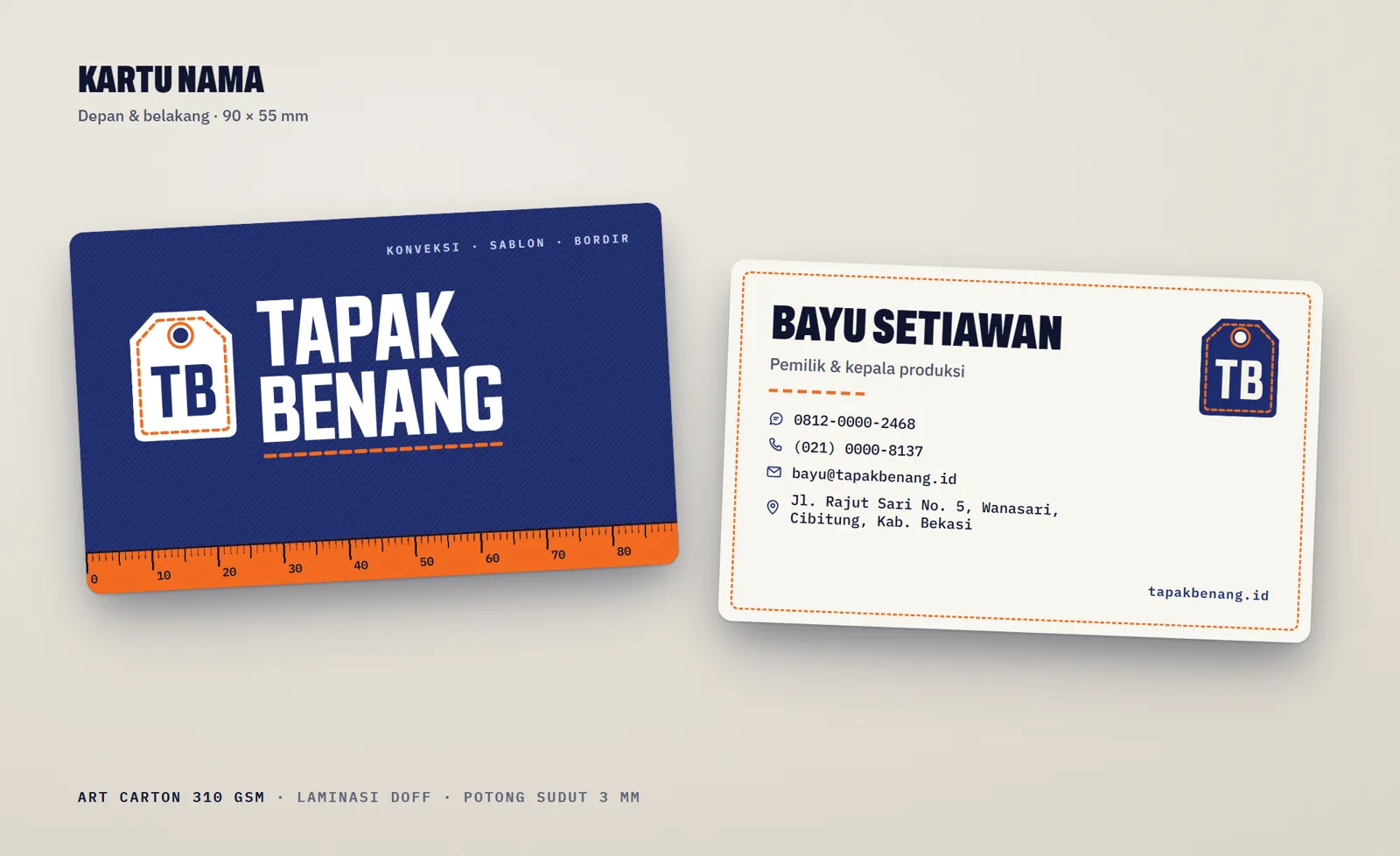 Tapak Benang: Kartu nama